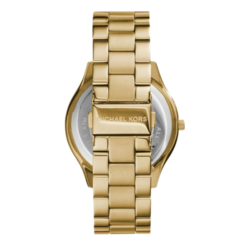 Michael Kors Slim Runway MK3435 Green Dial Quartz Golden Tone Stainless Steel Women’s Watch