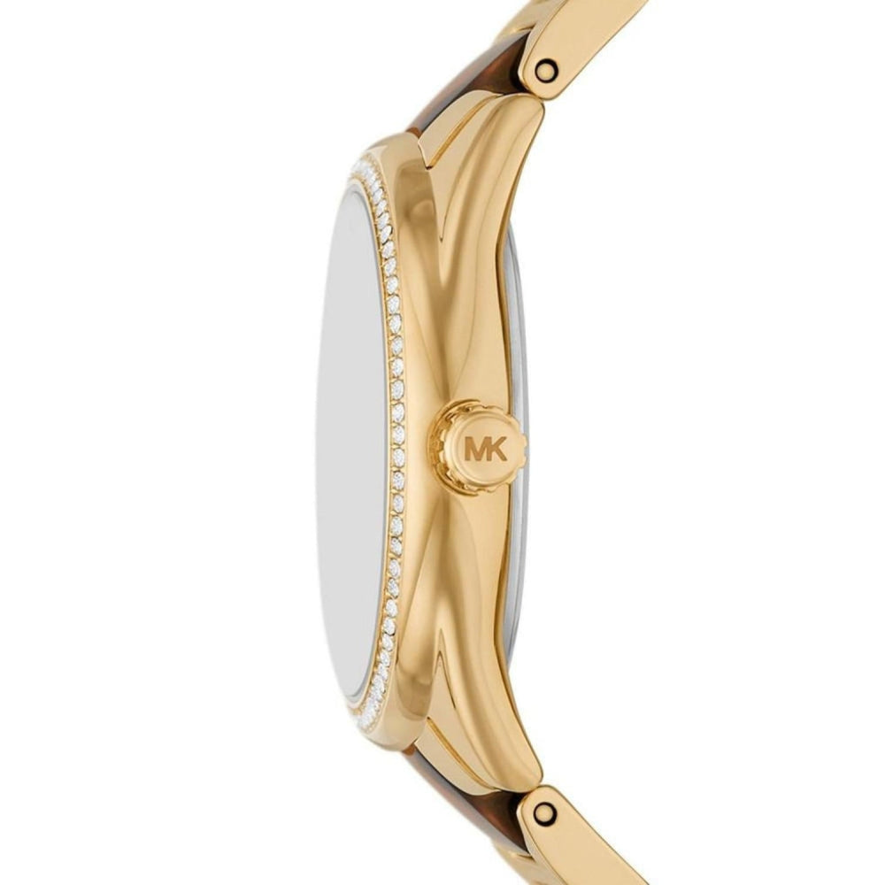 Michael Kors Janelle MK4730 Gold Dial Quartz Stainless Steel And Tort Acetate Bracelet Women’s Watch