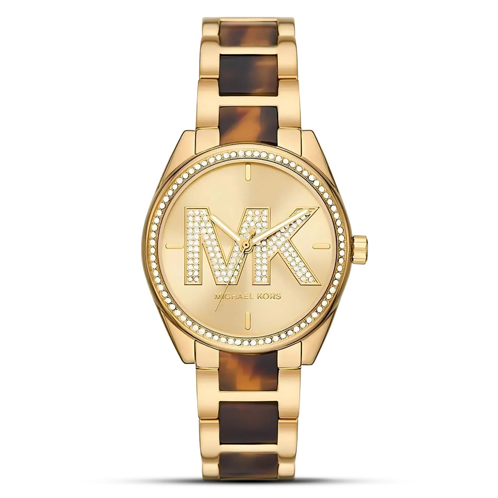 Michael Kors Janelle MK4730 Gold Dial Quartz Stainless Steel And Tort Acetate Bracelet Women’s Watch