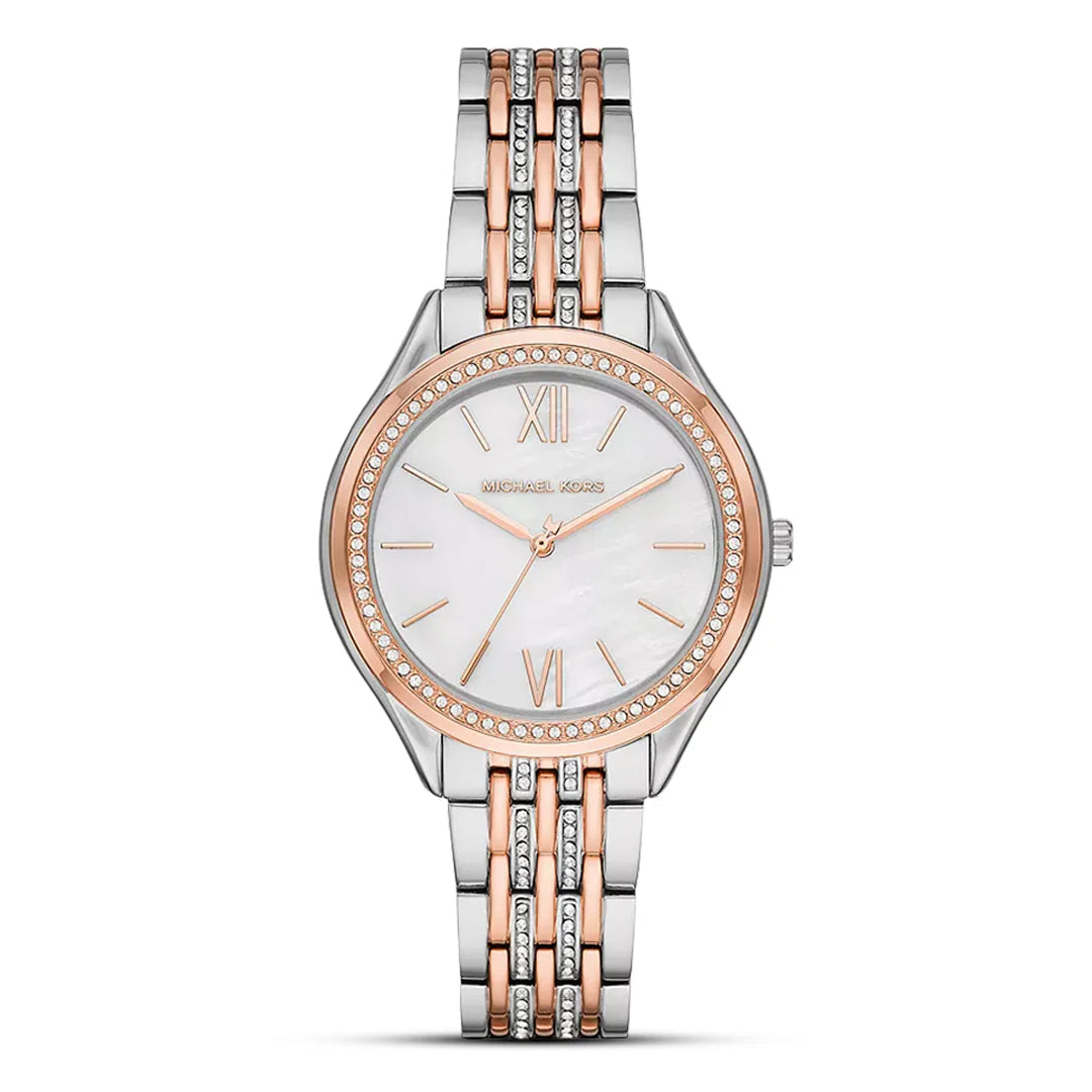 Michael Kors Mindy MK7077 Dual Tone Quartz Stainless Steel Chain Ladies Watch