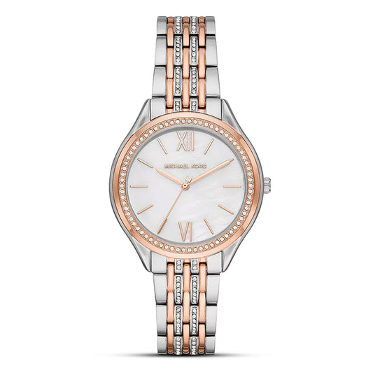 Michael Kors Mindy MK7077 Dual Tone Quartz Stainless Steel Chain Ladies Watch