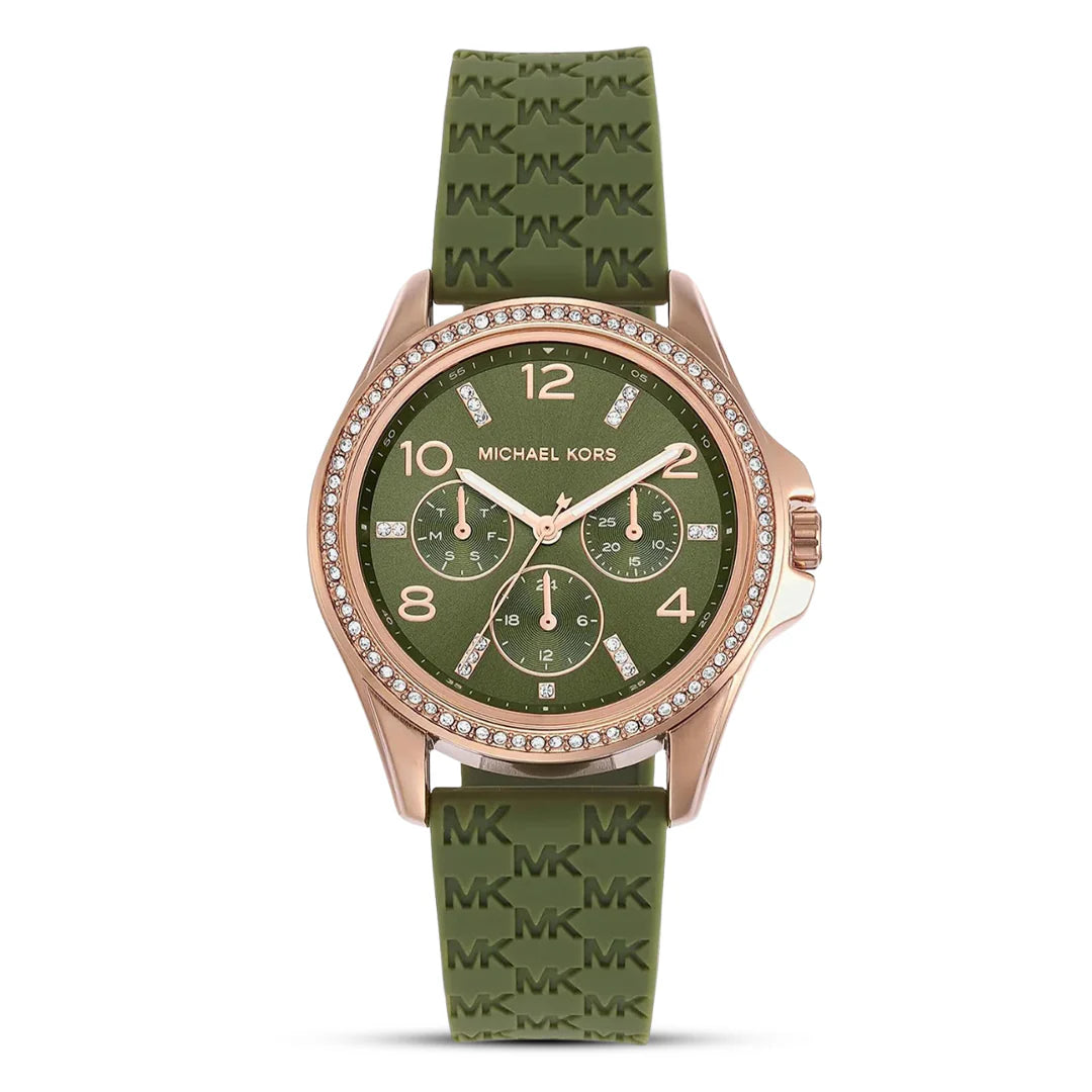 Michael Kors Pilot MK7421 Quartz Stainless Steel Silicone Strap Ladies Watch