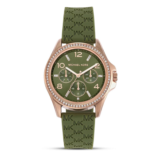 Michael Kors Pilot MK7421 Quartz Stainless Steel Silicone Strap Ladies Watch