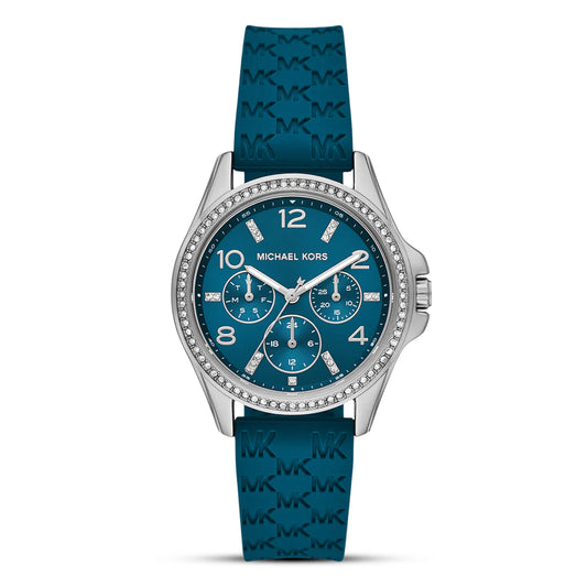 Michael Kors Mini Pilot MKO1004 Blue Dial Quartz Stainless Steel & Silicone Strap Ladies Watch