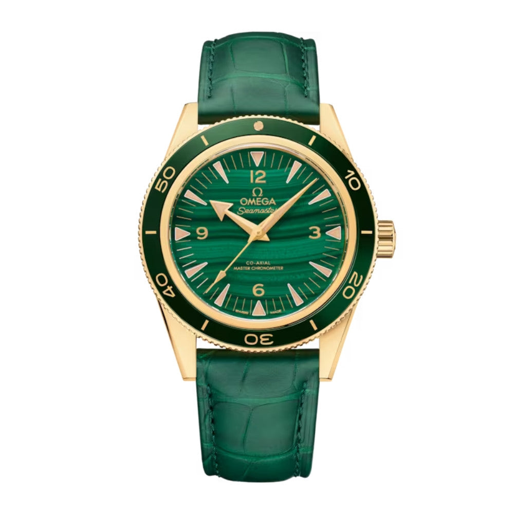 Omega Seamaster 300 Master Chronometer Automatic Green Dial Stainless Steel Genuine Leather Strap Men's Watch