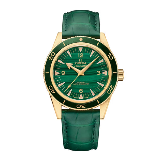 Omega Seamaster 300 Master Chronometer Automatic Green Dial Stainless Steel Genuine Leather Strap Men's Watch