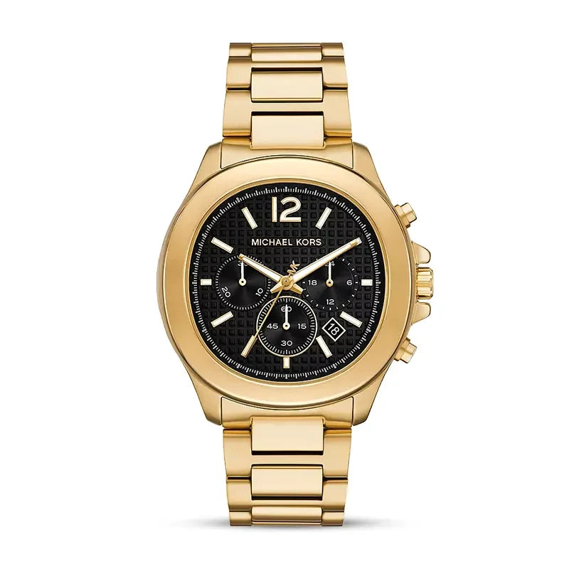 Michael Kors Sage Oversized MK9192 Black Dial Chronograph Quartz Golden Tone Stainless Steel Chain Men’s Watch