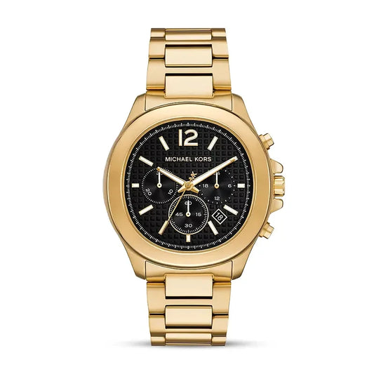 Michael Kors Sage Oversized MK9192 Black Dial Chronograph Quartz Golden Tone Stainless Steel Chain Men’s Watch