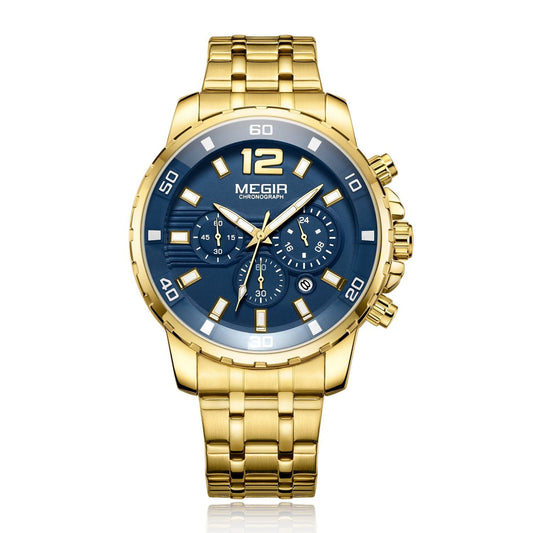 Megir Optic Gold Chronograph MS2068GGD-2N3 Stainless Steel Chain Men’s watch