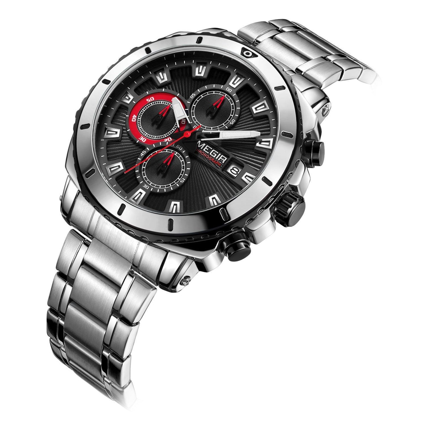 Megir MS2075G-1 Chronograph Quartz Silver Stainless Steel Chain Men’s watch