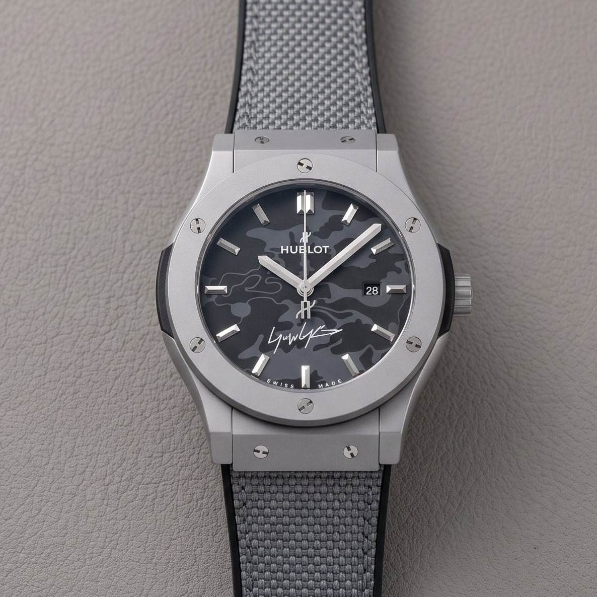 Hublot Classic Fusion Grey Tone Automatic Camouflage Dial Stainless Steel Case Men’s Watch