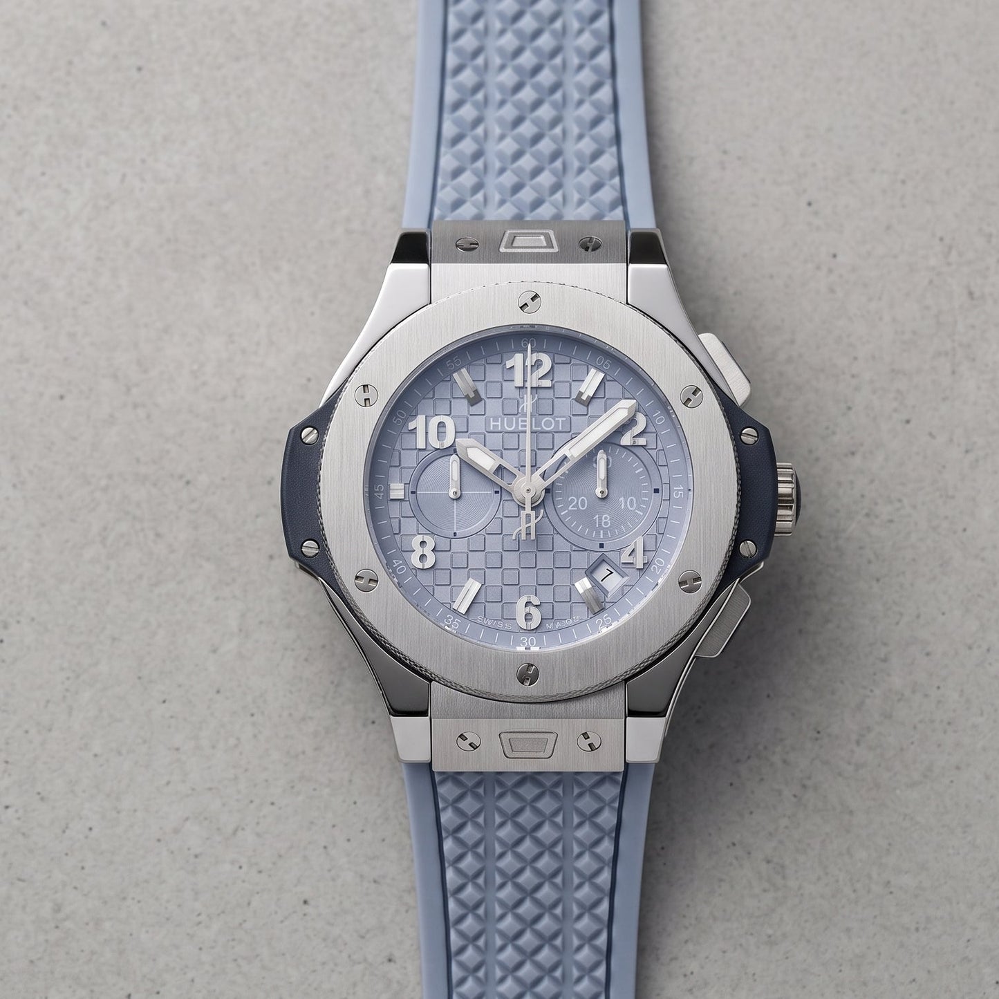 Hub-lot Big Bang Unico Chronograph Quartz "Coal Blue" Stainless Steel Case Silicone Strap Men’s Watch