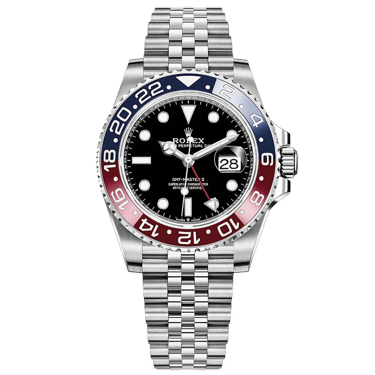Rolex GMT Master II Pepsi Edition Automatic Black Dial Stainless Steel Chain Men’s Watch