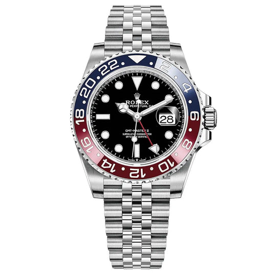 Rolex GMT Master II Pepsi Edition Automatic Black Dial Stainless Steel Chain Men’s Watch
