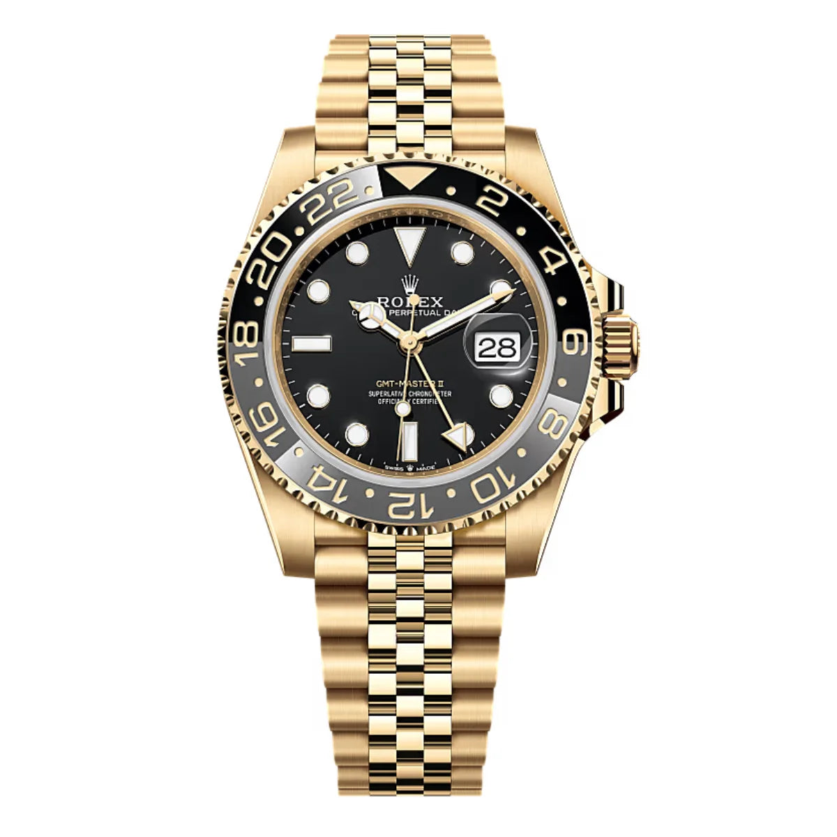 Rolex GMT Master II Automatic Full Golden with Black Dial Stainless Steel Jubilee Bracelet Men’s Watch