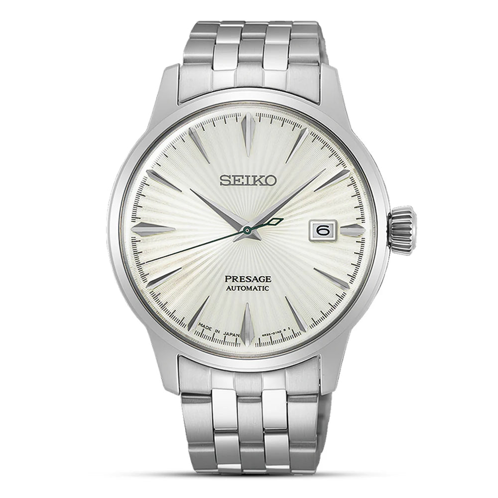 Seiko Presage SRPG23J1 Cocktail Time "The Martini" Automatic White Dial Stainless Steel Men's Watch
