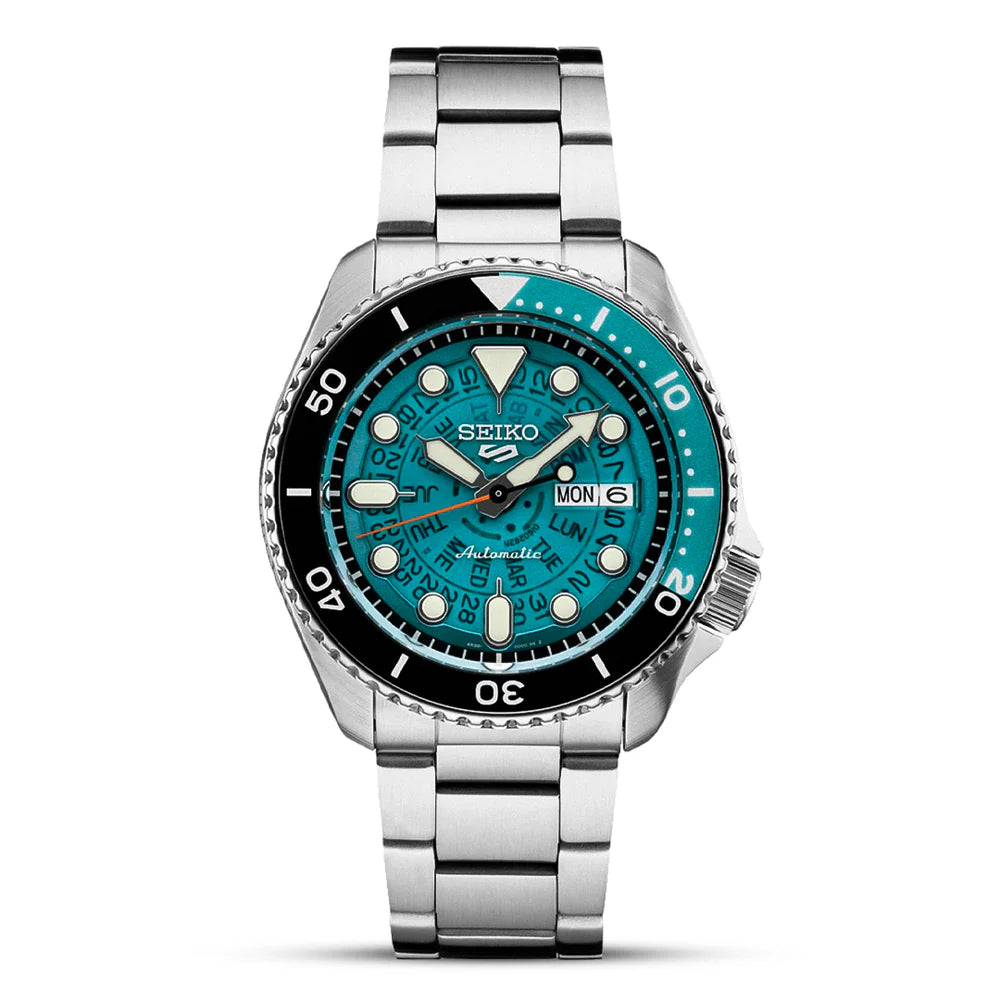Seiko 5 Sports SRPJ45K1 Automatic Blue SKELETON Dial Stainless Steel Automatic Men's Watch