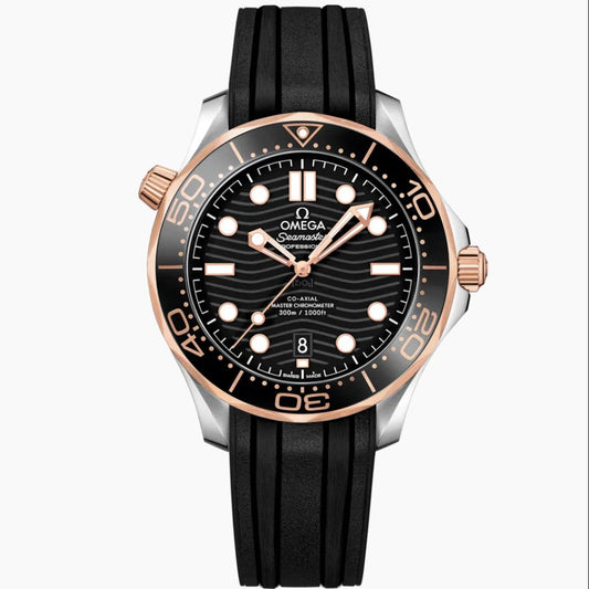 Omega Seamaster Professional Diver Automatic Stainless Steel Silicon Strap Dual Tone Men's Watch