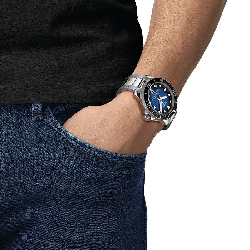 Tissot Seastar 2000 T120607 Powermatic 80 Blue Dial Automatic Stainless Steel Chain Men’s Watch