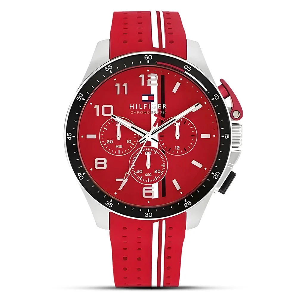 Tommy Hilfiger TH1792170 Chronograph Quartz Red Dial Silicon Strap Men’s Watch