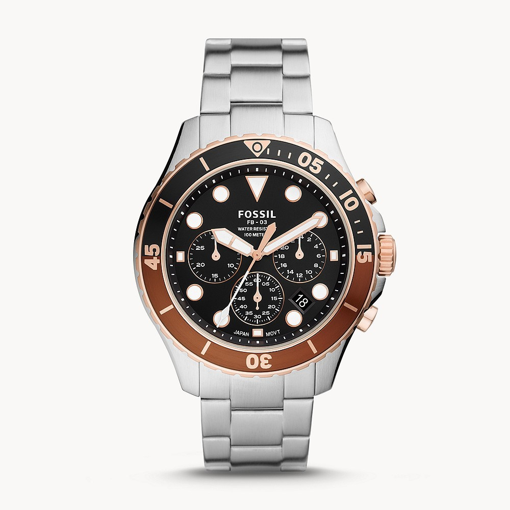 Fossil FB-03 FS5768 Chronograph Black Dial Quartz Stainless Steel Chain Men’s Watch