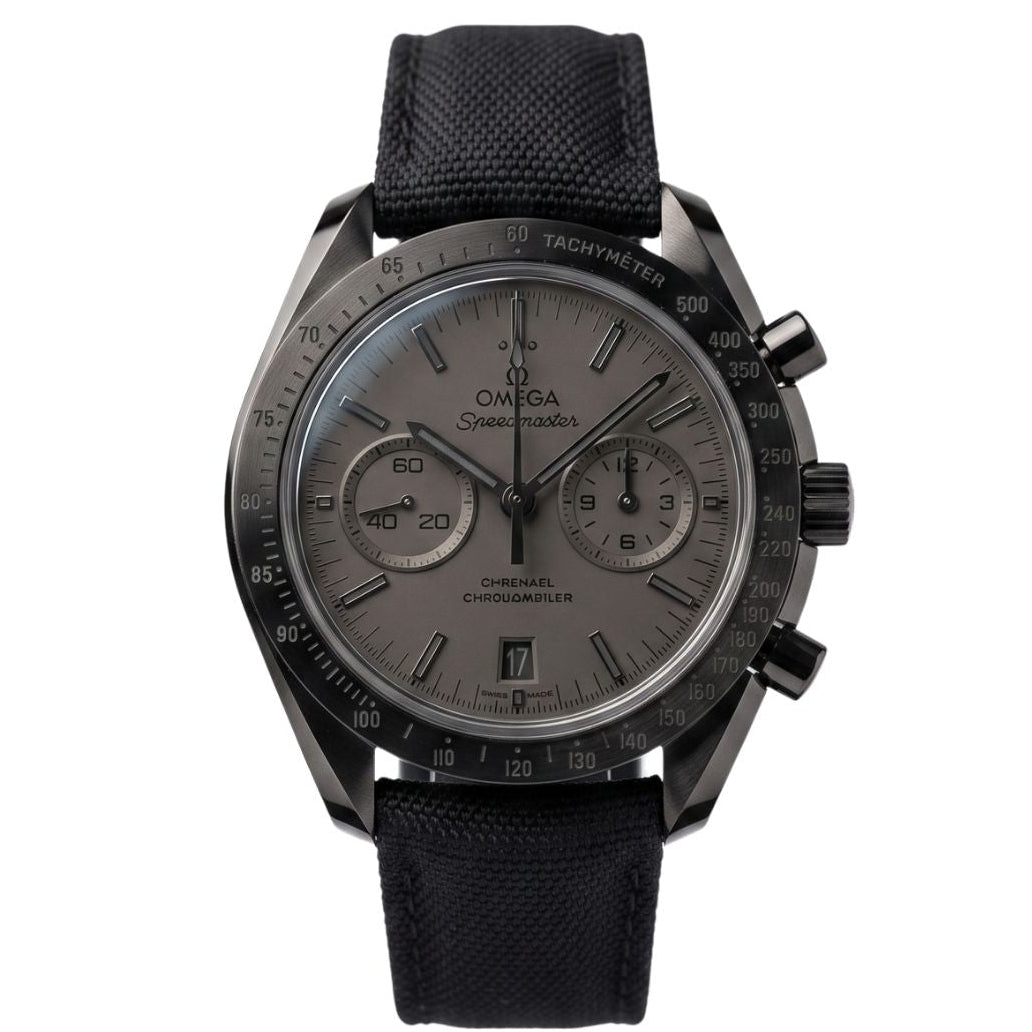 Omega Speedmaster Dark Side of The Moon Quartz Chronograph Stainless Steel Silicone Strap Men's Watch