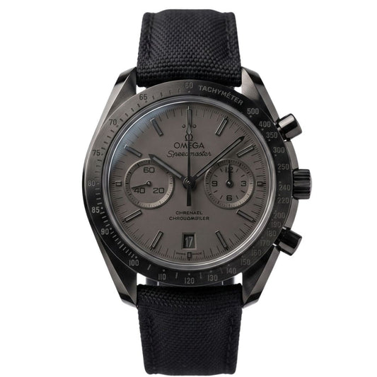 Omega Speedmaster Dark Side of The Moon Quartz Chronograph Stainless Steel Silicone Strap Men's Watch