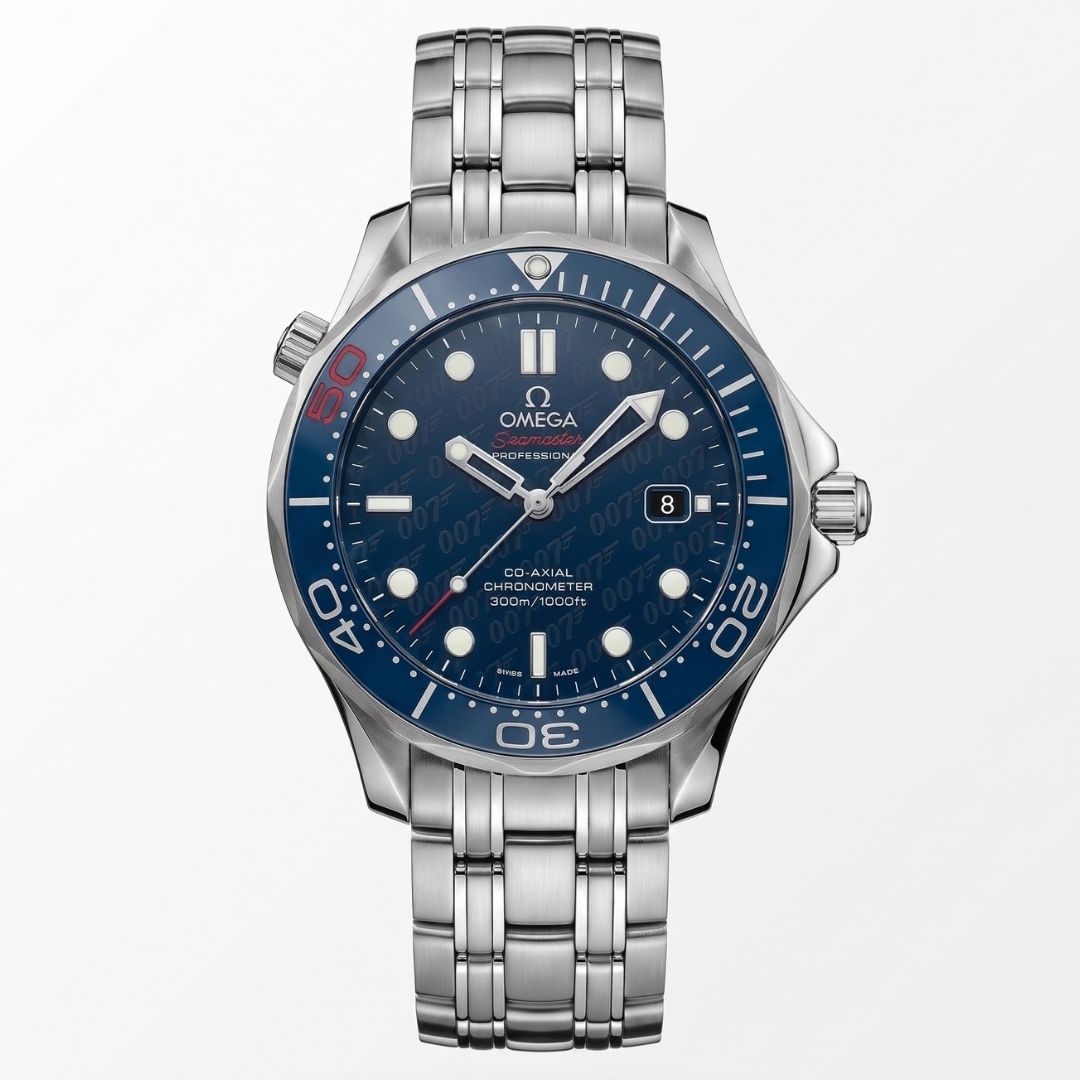 Omega Seamaster Blue Professional Diver 300M Co-Axial Master Chronometer Automatic Bond 007 Edition Stainless Steel Chain Men's Watch