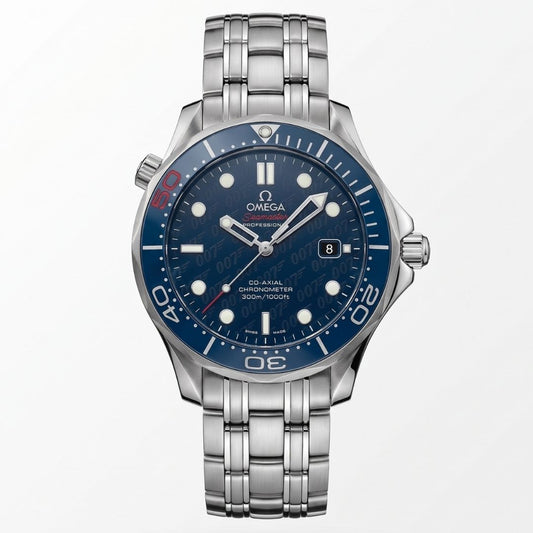Omega Seamaster Blue Professional Diver 300M Co-Axial Master Chronometer Automatic Bond 007 Edition Stainless Steel Chain Men's Watch
