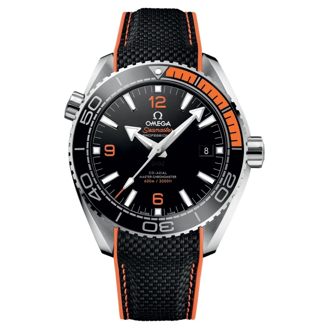 Omega Seamaster Professional Planet Ocean Dual Tone Bezel Automatic Stainless Steel Silicone Strap Men's Watch