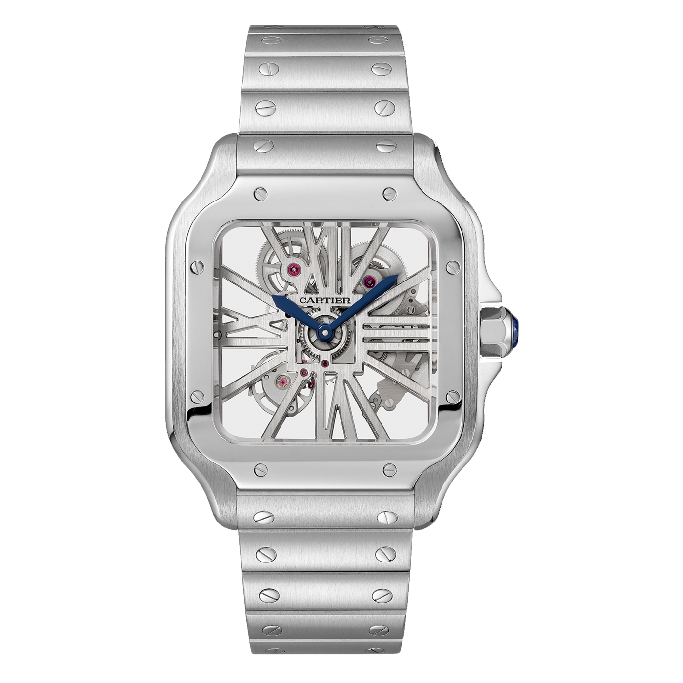 Cartier Santos "Skeleton" Dial Stainless Steel Case Euro Grade Men’s Chain Watch