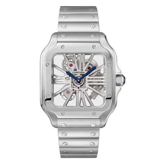 Cartier Santos "Skeleton" Dial Stainless Steel Case Euro Grade Men’s Chain Watch