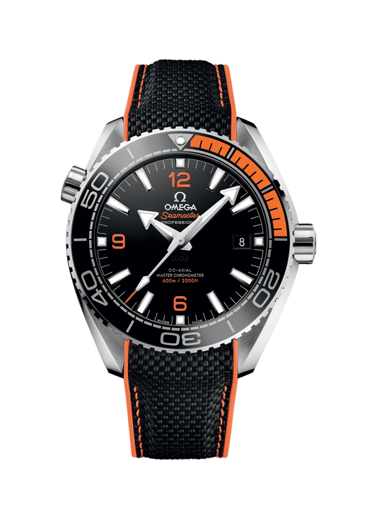 Omega Seamaster Professional Planet Ocean Dual Tone Bezel Automatic Stainless Steel Silicone Strap Men's Watch