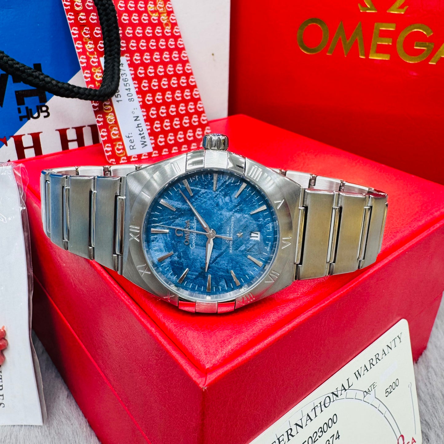 Omega Constellation Meteorite Blue Dial Edition Automatic Stainless Steel Chain Men's Watch