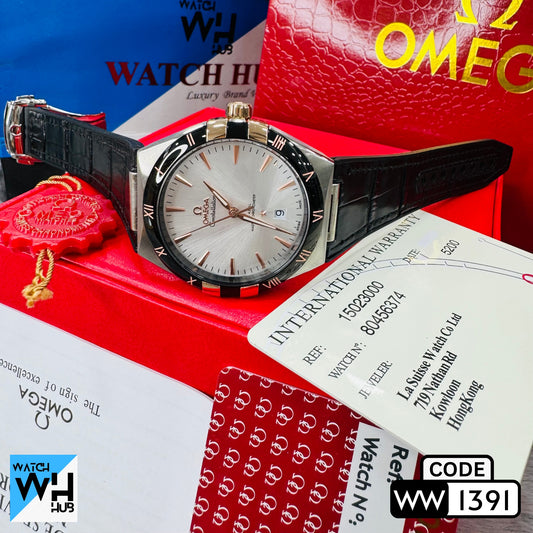 Omega Constellation Dualtone Automatic Stainless Steel Leather Strap Men's Watch