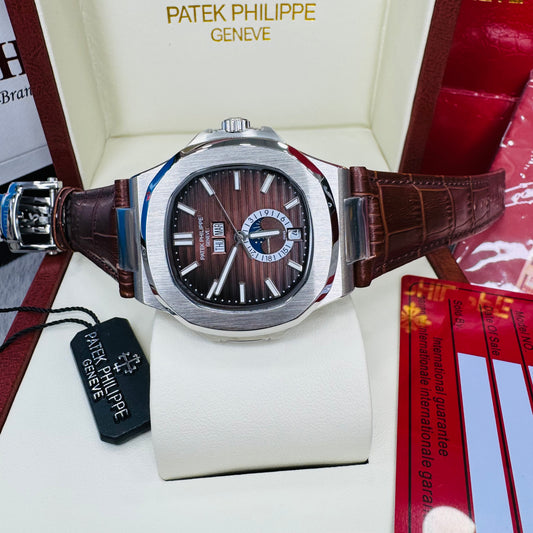 Patek Philippe Nautilus 8168 Automatic Europe standard Genuine Leather Strap Men's Watch