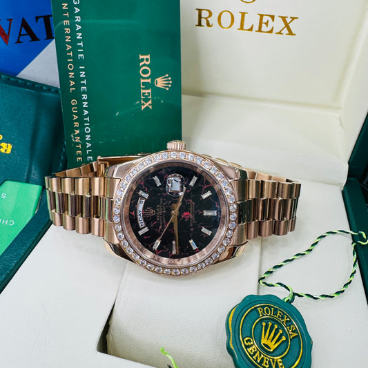 Rolex Day-Date Eisenkiesel Dial Automatic Stainless Steel Rose Gold President Chain Men’s Watch