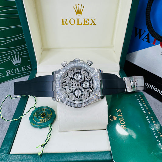 Rolex Daytona Eye of the Tiger Silver Dial Automatic Stainless Steel Silicone Strap Men’s Watch