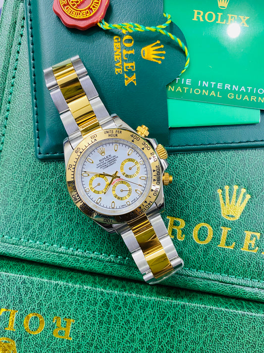 Rolex Daytona Dual Tone With White Dial Oyster Perpetual Automatic Stainless Steel Chain Men’s Watch
