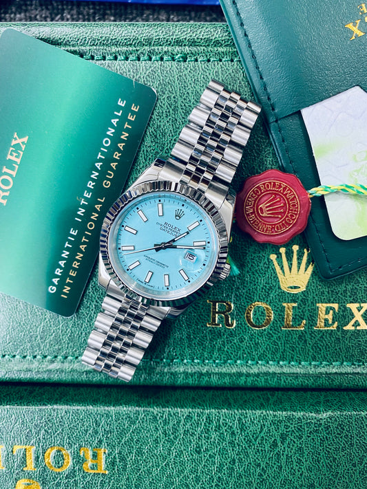 Rolex Datejust Tiffany Blue Dial Oyster Perpetual Automatic Stainless Steel Chain Men’s Watch