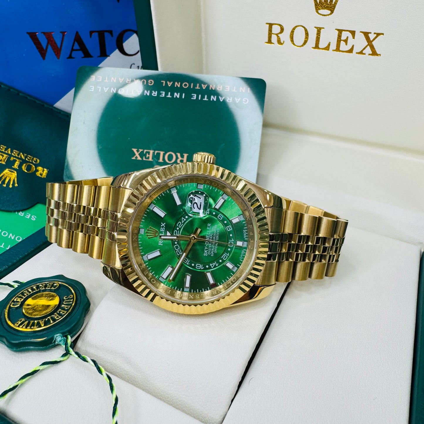 Rolex Sky-Dweller Green Dial Automatic Stainless Steel Jubilee Bracelet Men’s Watch