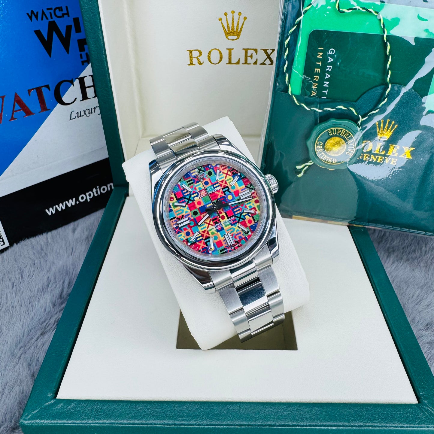 Rolex Oyster Perpetual Multicolored Jubilee Motif Dial Automatic Stainless Steel Chain Men’s Watch