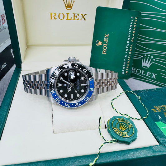 Rolex GMT Master II Batgirl Automatic Silver Color with Black Dial Stainless Steel Jubilee Chain Men’s Watch