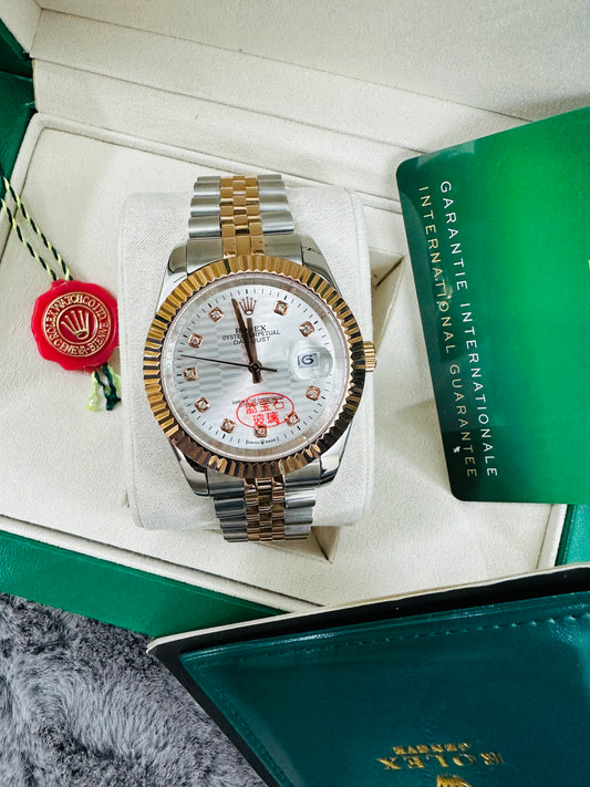 Rolex Datejust Silver Dial With Stone Oyster Perpetual Automatic Stainless Steel Chain Men’s Watch