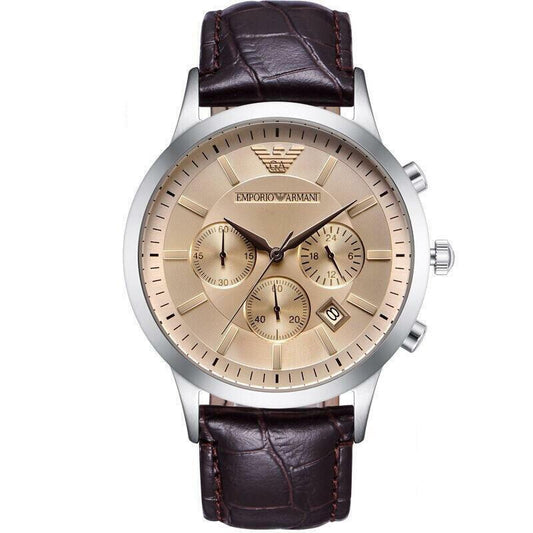 Emporio Armani AR2433 Chronograph Quartz Genuine Leather Strap Men’s Watch
