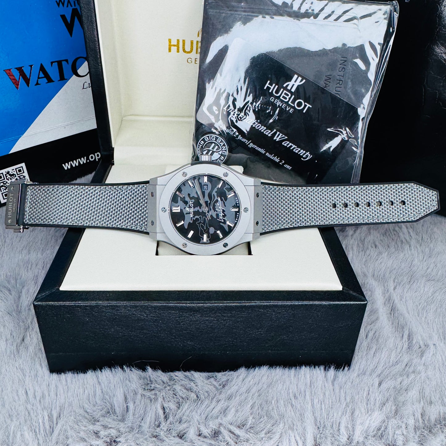 Hublot Classic Fusion Grey Tone Automatic Camouflage Dial Stainless Steel Case Men’s Watch