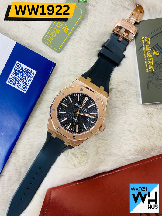 Audemars Piguet Royal Oak Quartz Rose Gold Color Silicon Strap Men's Watch