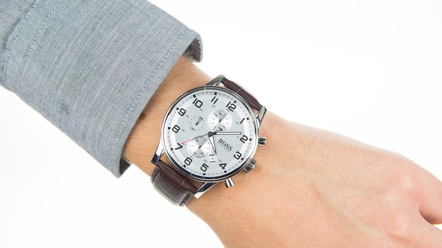 Hugo Boss HB1512447 Chronograph Quartz Genuine Leather Strap Men’s Watch