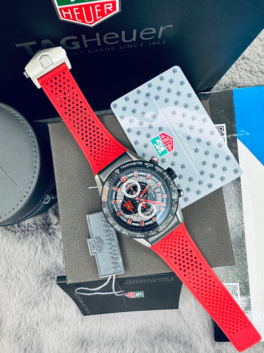 Tag Heuer Carrera-01 Manchester United Special Edition Quartz Chronograph Men’s Silicon Strap Watch