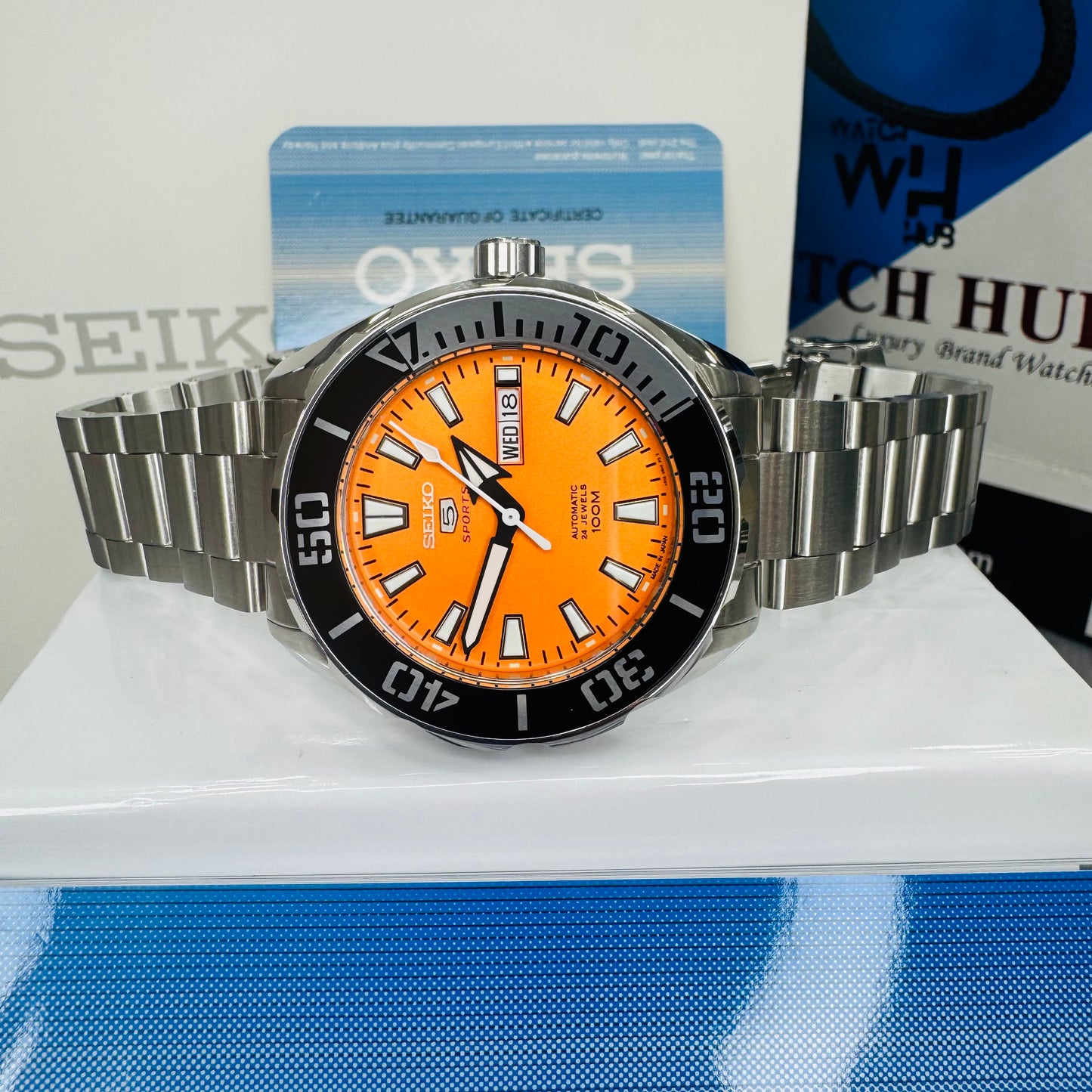 Seiko 5 Sports SRPC55K1 Automatic Orange Dial Stainless Steel Automatic Men's Watch